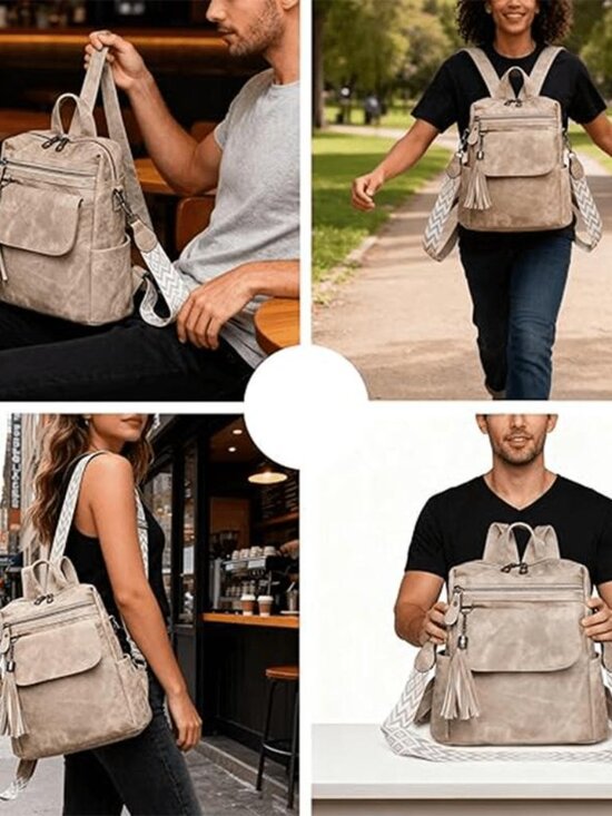 Retro Style Large Capacity Multi-Pocket Backpack for Women Versatile Crossbody